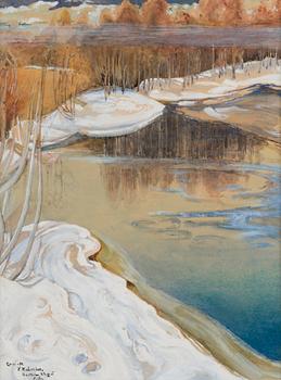 ERNST G. HEDMAN, mixed media, signed copy after Pekka Halonen 23 II -11 Ernst G. Hedman.
