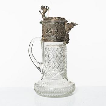 A silver and glass decanter, Topazio, Portugal, mid 20th Century.