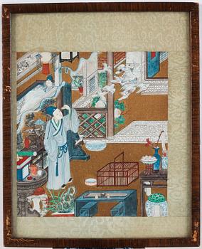 Kinesisk konstnär, färg och tusch på papper, nio stycken. Qingdynastin, 1800-tal.