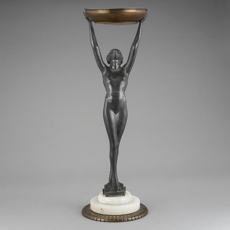 SKULPTUR, tenn och metall, art deco, 1900-talets första hälft.