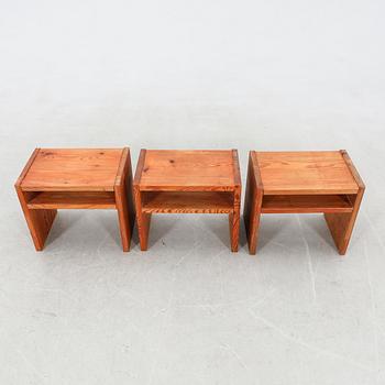 Bedside tables/side tables, 3 pcs, 1970s.