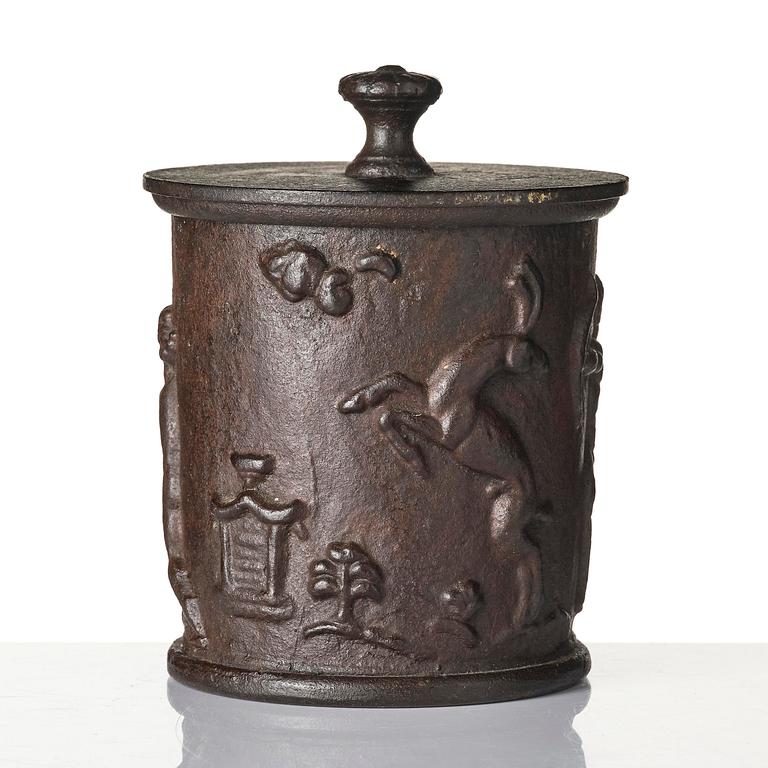 Carl Elmberg, a ”Tobaksburk N:r 1” tobacco jar with lid, Näfveqvarns bruk.