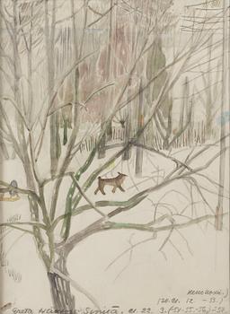 GRETA HÄLLFORS-SIPILÄ, akvarell, signerad och daterad 21-22.3. (20.-21.12. -53) (-54, -55, -56) -57.