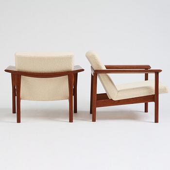 Aksel Bender Madsen & Ejner Larsen, a pair of easy chairs, cabinetmaker Willy Beck, Denmark 1950-60s.