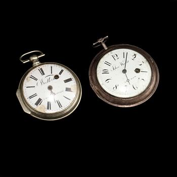 SPINDELUR, 2 st, Wallerius, Norrköping samt  Ward, London, 1800-talets andra hälft. Total vikt 260 g.