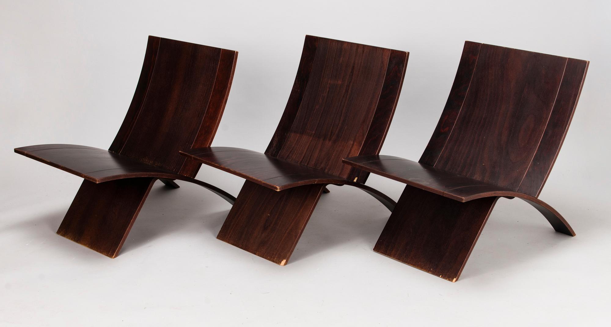 JENS NIELSEN, STOLAR, 3 st, "Lounge chair Laminex", Westnofa. Modellen formgiven 1966.