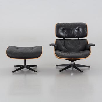 A armchair and footstool, "Lounge Chair", Charles & Ray Eames, USA, Herman Miller, 1970s,