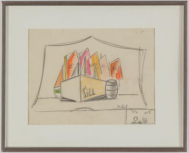 JOHN JON-AND, mixed media on paper. Signed with stamped.