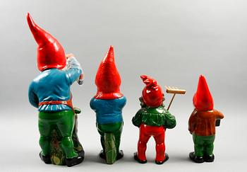 JULTOMTAR, 4 st. Keramik, varav 2 st Gräfenroda. Tyskland.