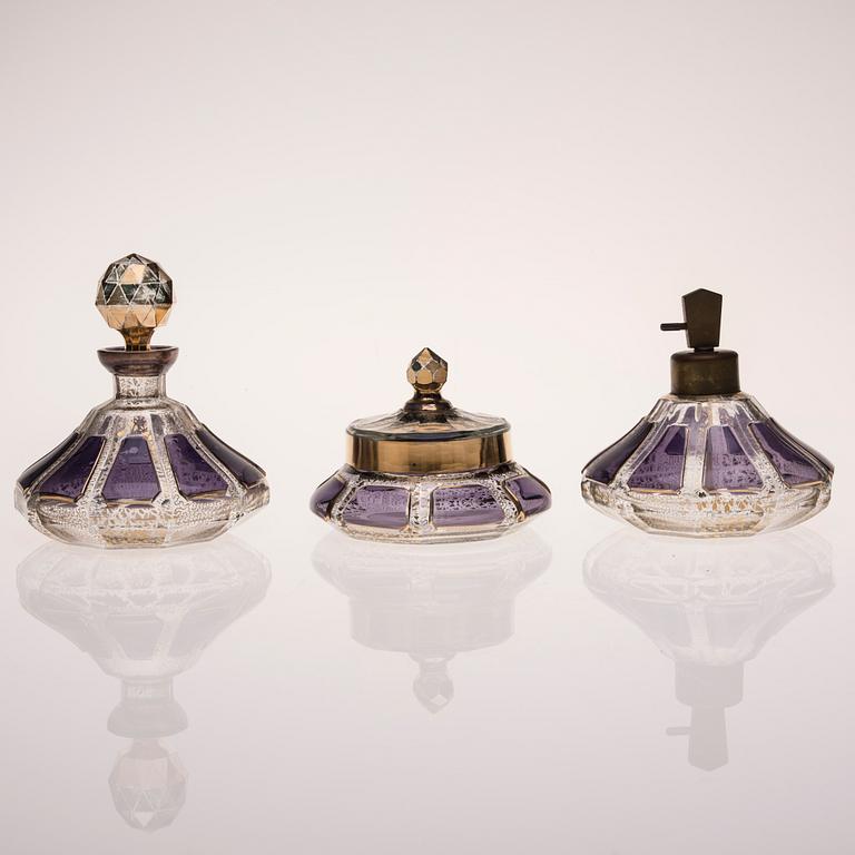 PARFYYMISETTI, lasia, 3 osaa, 1900-luvun alku.