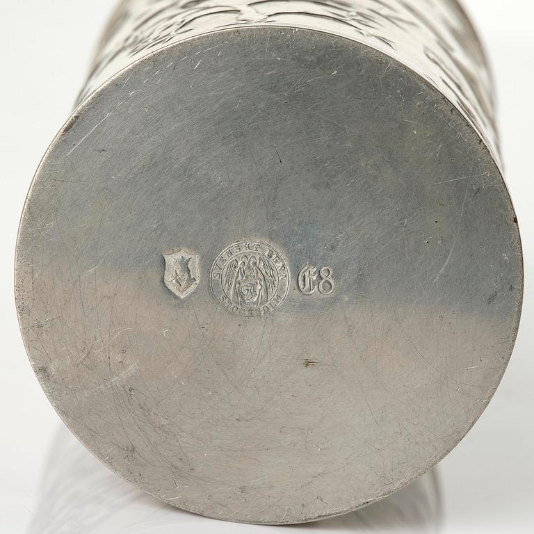 Nils Fougstedt, a pewter and brass jar model A 608, Firma Svenskt Tenn, Stockholm, 1932.