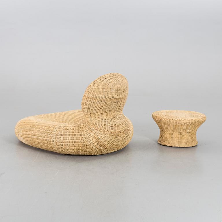 KORGFÅTÖLJ, samt PALL "Storvik", Carl Öjerstam för IKEA 2001-2005.