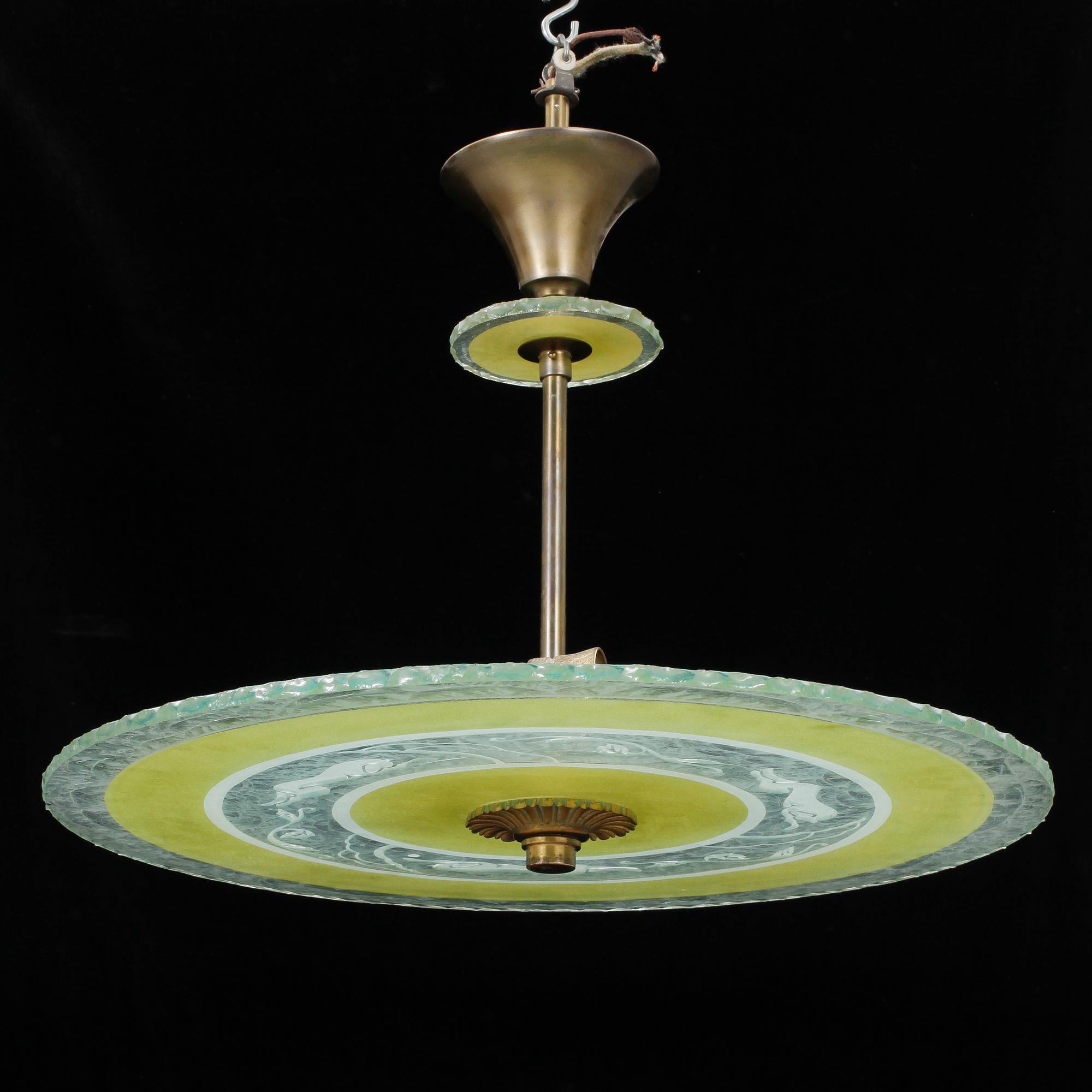 TAKPLAFOND, 1920/30-tal. Höjd: 43. Diameter 61 cm.