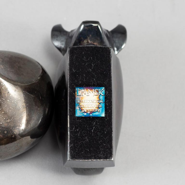 Two electro plated zinc figurines from Dansk Designs, Japan.