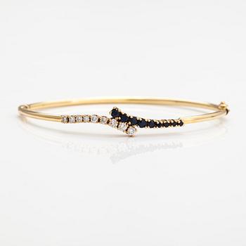 Armband, 14K guld, safirer och diamanter ca. 0.44 ct tot.