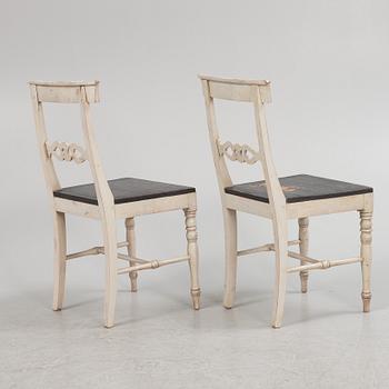 Six painted chairs, 19th Century.
