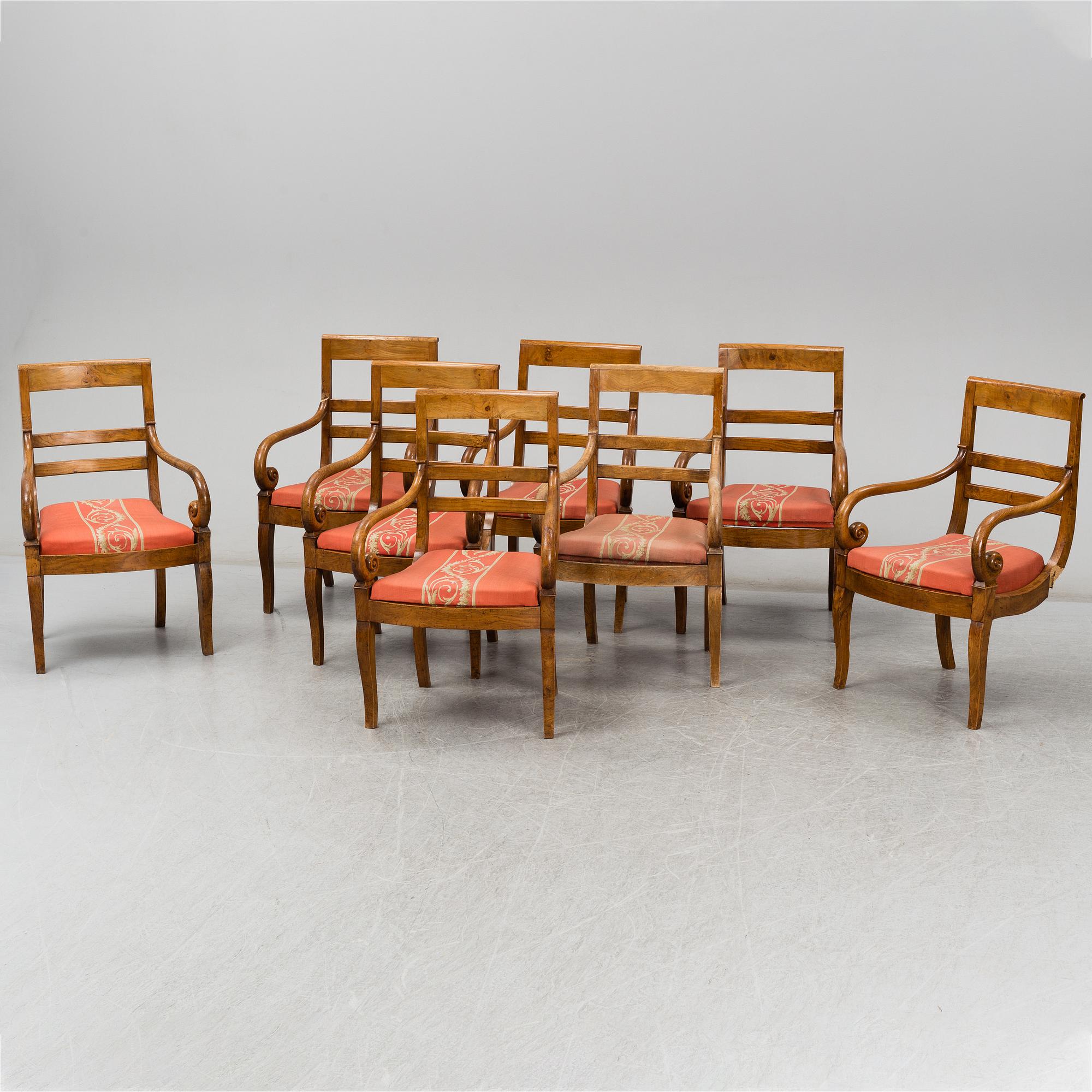 Eight Charles X armchairs, France, first half of the 19th century.