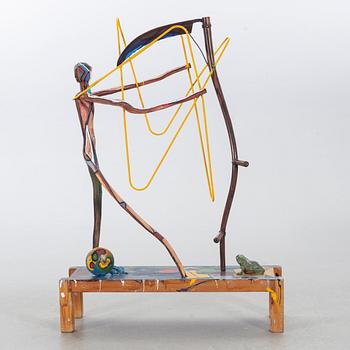 ITALO SCANGA, sculpture, "Figure with yellow rod", 1987.