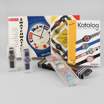 ARMBANDSUR, 3 st, samt BÖCKER, 3 st, Swatch.