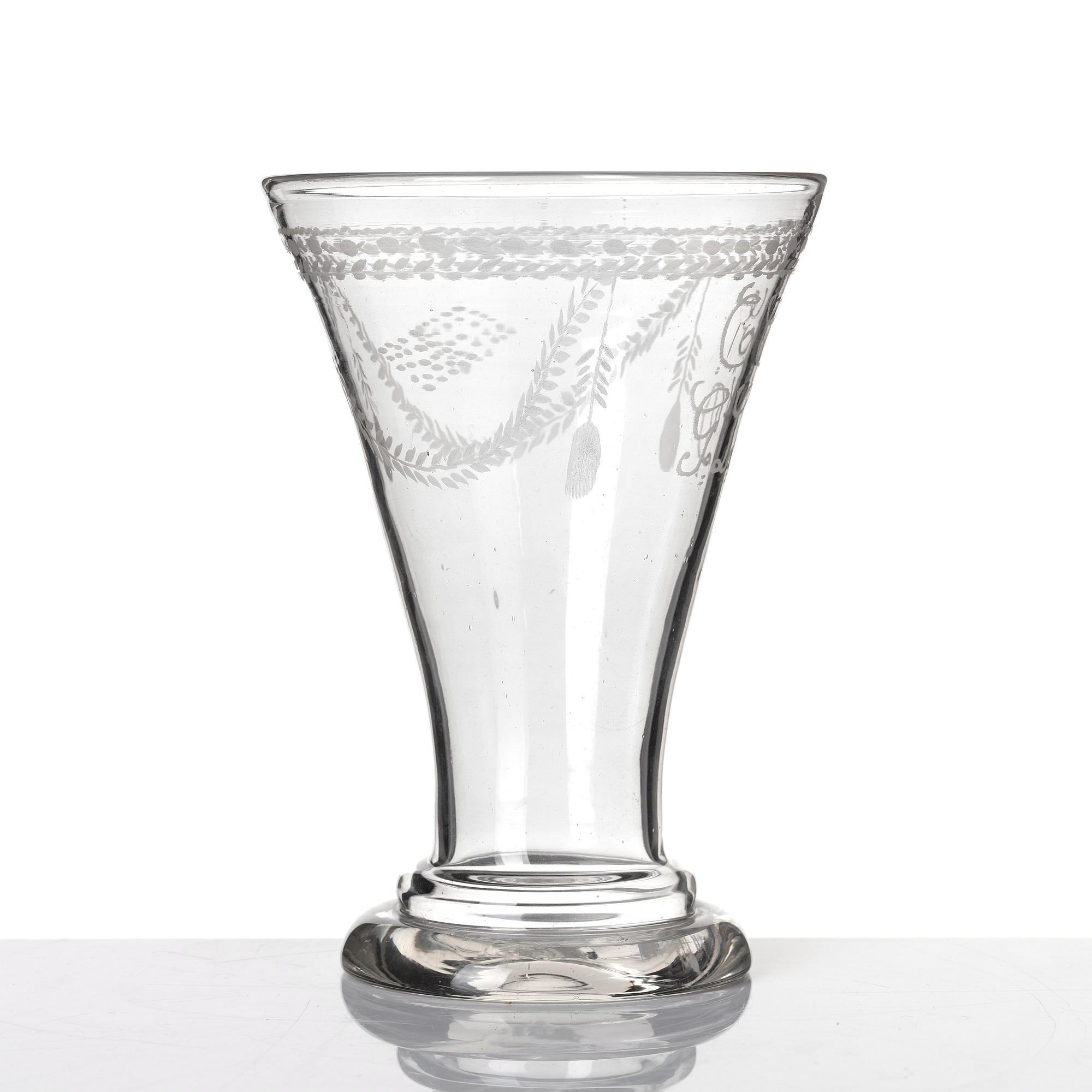 A late Gustavian glass beaker probably from Cedersberg glass manufactory, circa 1800.