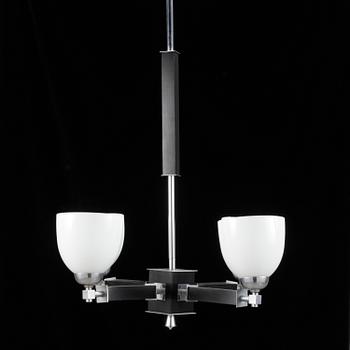 LAMPA, metall och svärtat trä. Art Deco.