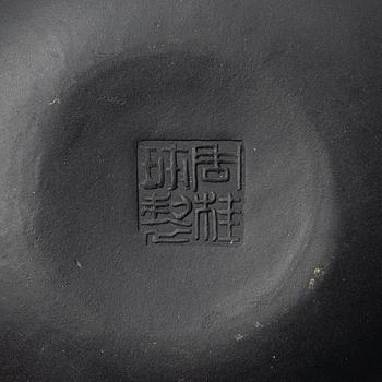 Zhou Guizhen, A 'ruyi' blue yixing teapot, 1980s.