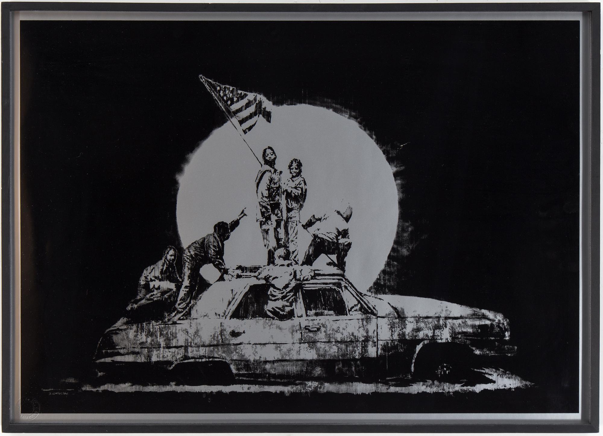 BANKSY, "Flag", screen print on paper, unsigned edition 348/1000.