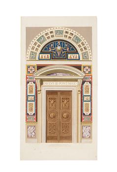Giovanni Ottaviani, Two doorways and a vertical section from the Raphael Loggias in the Vatican.