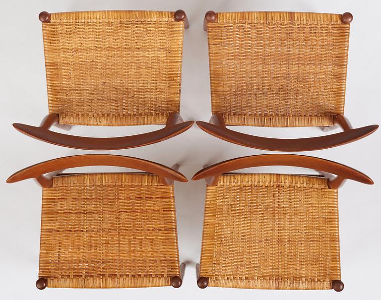 Hans J. Wegner, a set of eight teak chairs, model "W2", C.M. Madsen, Denmark 1950s.