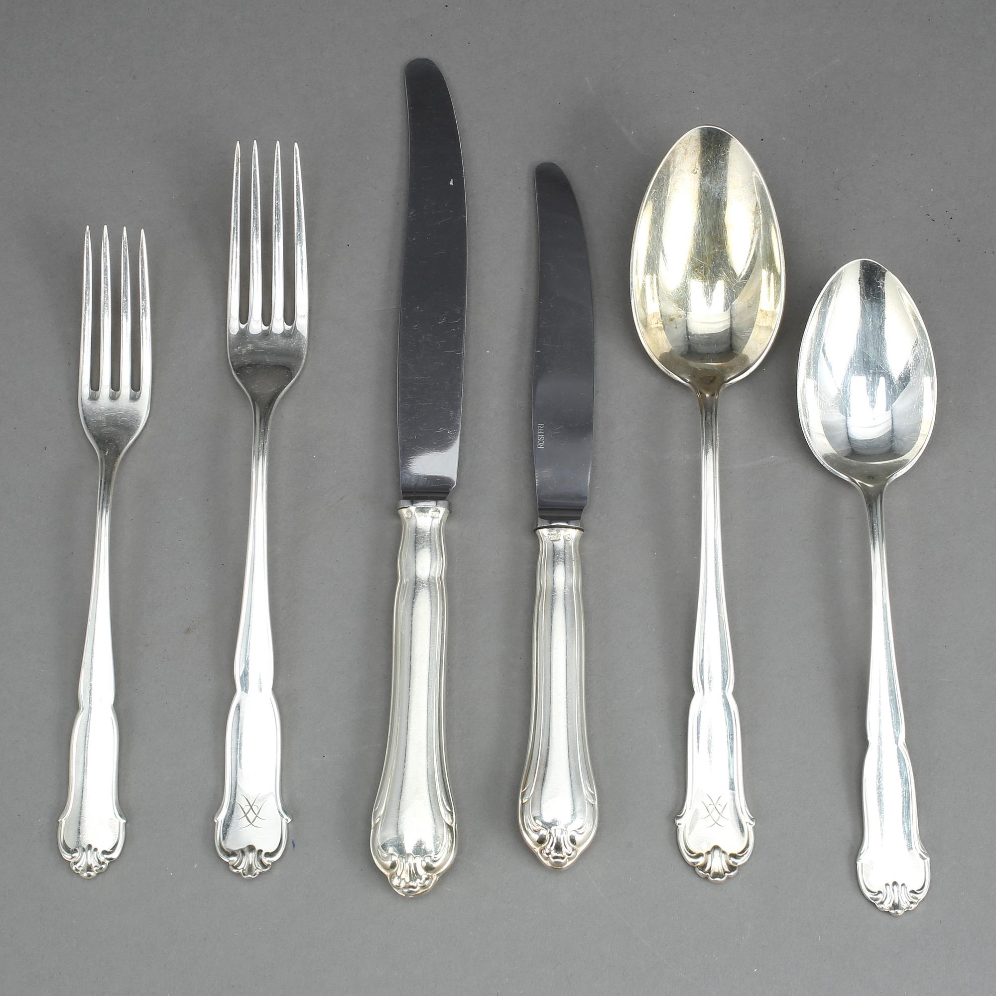 BESTICK, silver 24 delar,  "Drottning Viktoria", bland annat GAB, Stockholm, 1963. Vikt ca 765g.