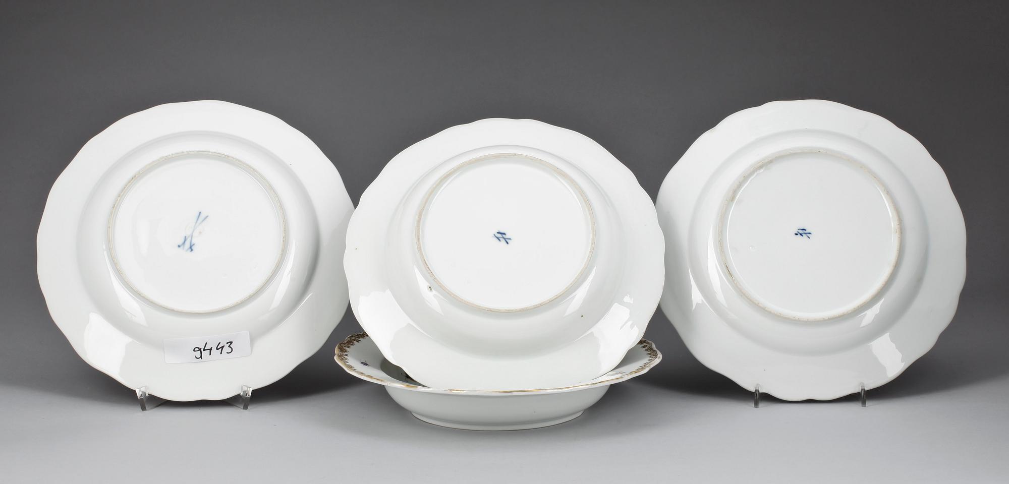 TALLRIKAR, fyra stycken, porslin. Meissen, 2:a sortering.