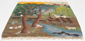 Ramses Wissa Wassef, textile, tapestry technique, Egypt, signed, c. 206 x 155 cm.