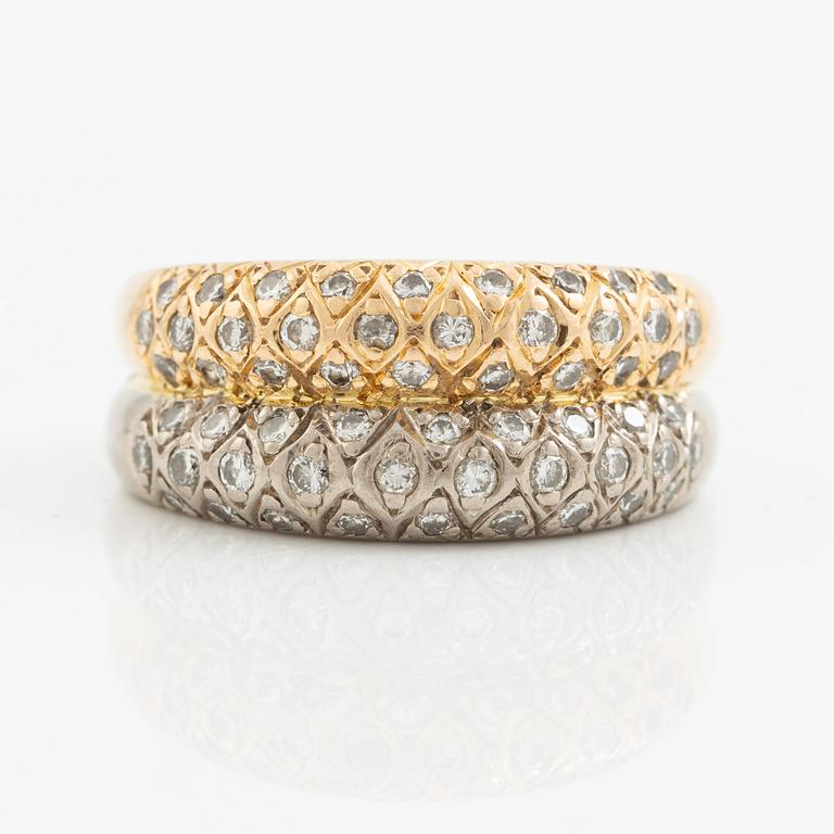 Ring 18K guld och vitguld med runda briljantslipade diamanter.