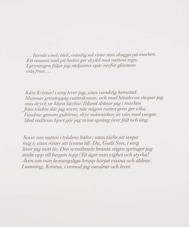 Ulf Trotzig, "King Sweeney", portfolio with nine colour etchings.