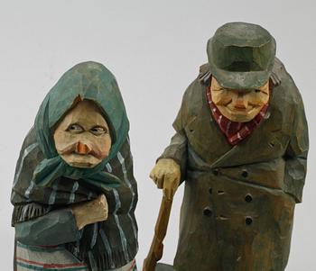 HERMAN ROSELL, ett par,  träskulpturer, en av dem signerad och daterad 1928.