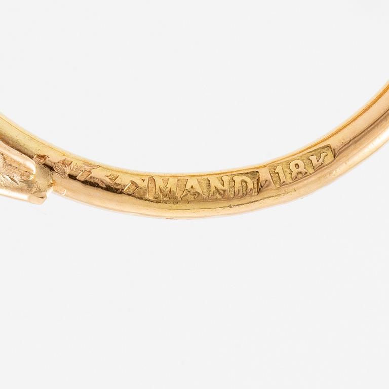 Ring, Mandelstam, 18K guld med cabochonslipad citrin, turmaliner och briljantslipade diamanter.