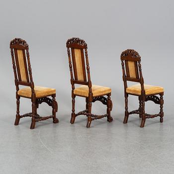 Two plus one firstr half of the 18th Century Baroque chairs.