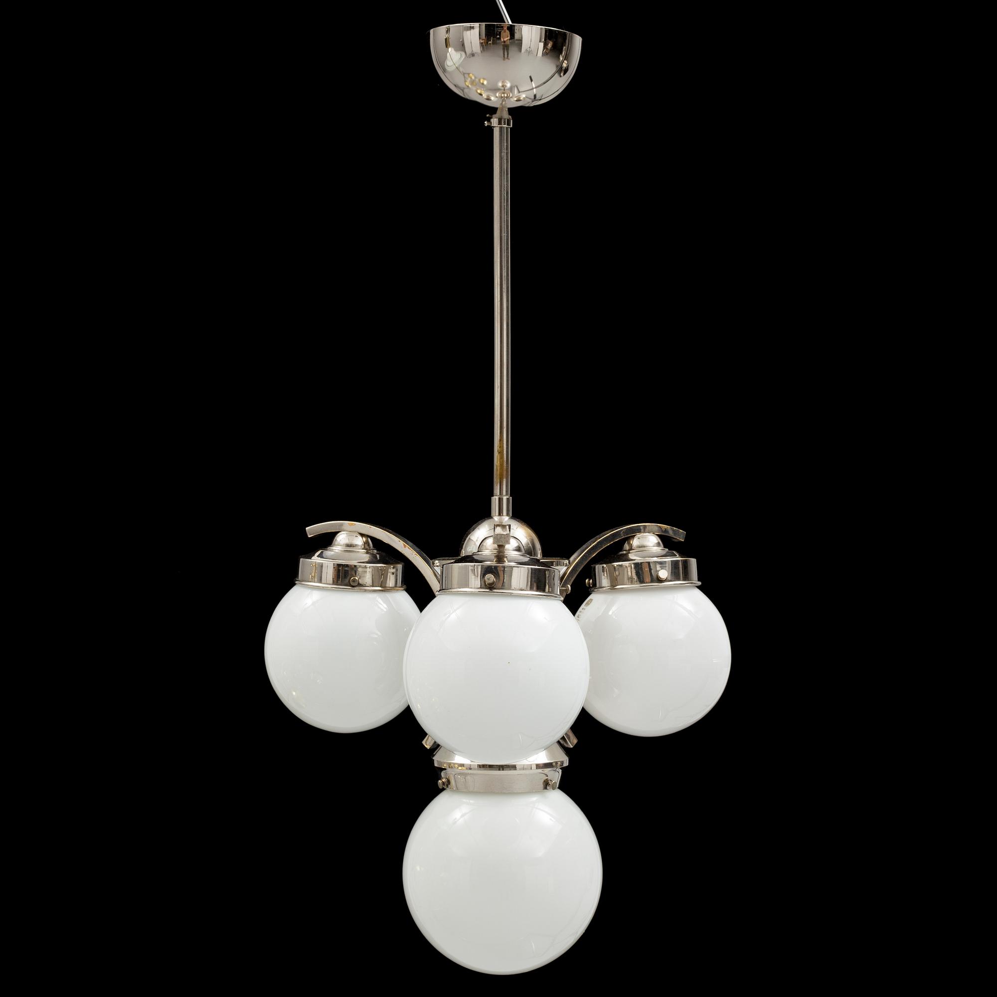 An 1930s Art Deco ceiling light. Total height ca 70 cm.