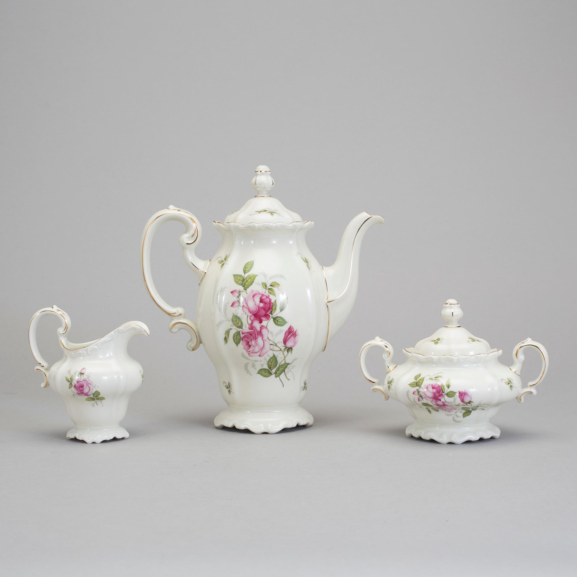 KAFFESERVIS, 38 delar, porslin, "Pompadour", Rosenthal, Tyskland, 1900-talets första hälft.