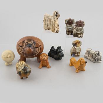 Lisa Larson, figuriner, 11 st, stengods, ur serien "Kennel", Gustavsberg.