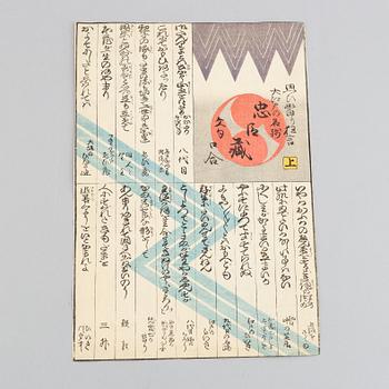 Oidentifierad konstnär, troligen Kuniyoshi, färgträsnitt, 2 st, Japan, 1800-tal.