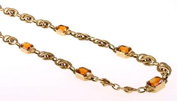 COLLIER, 18 k guld med glasstenar. 17 g. 1900-tal.