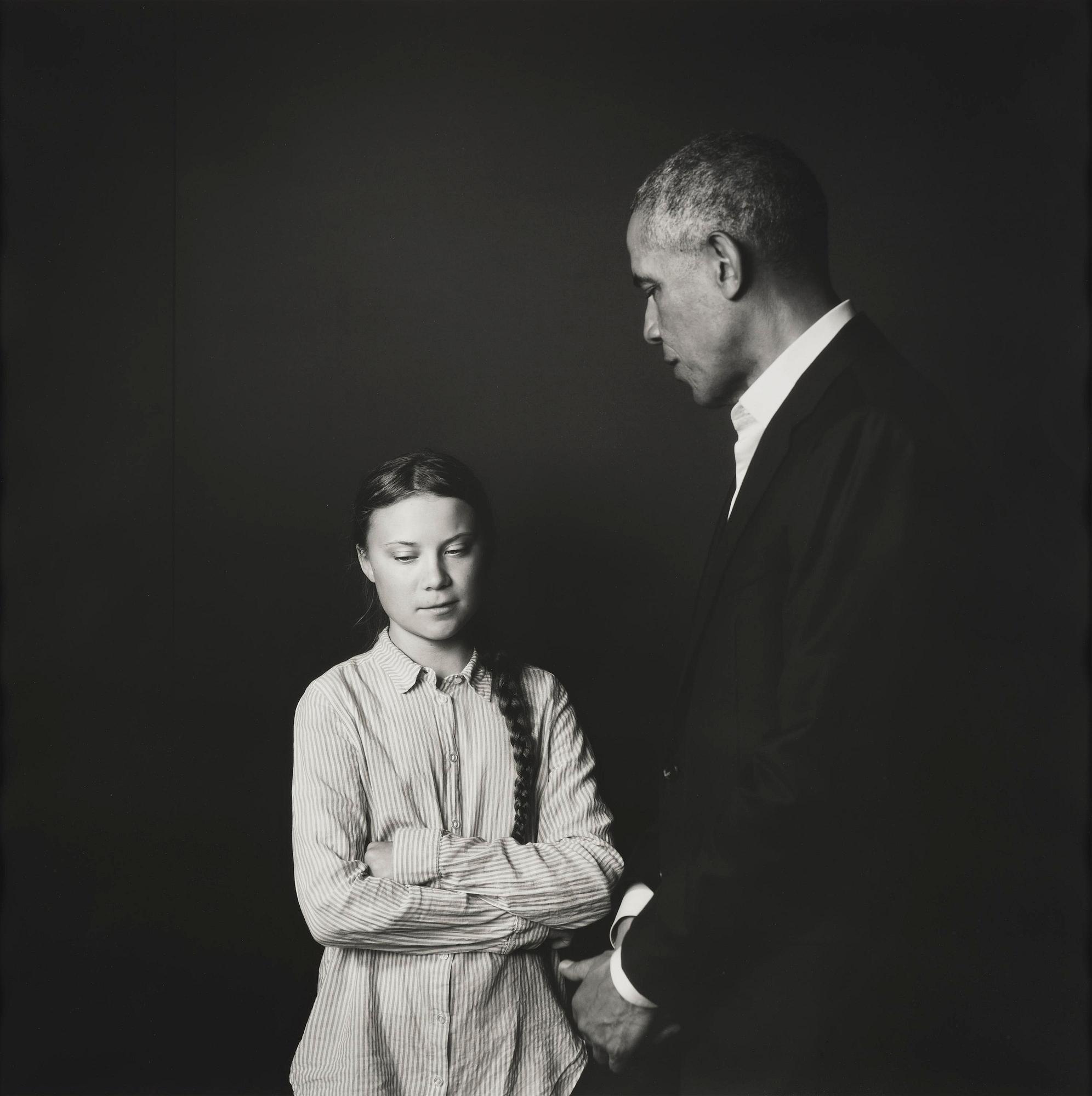 Max Modén, "Greta Thunberg and Barack Obama at the Grand Hotel", 2019.