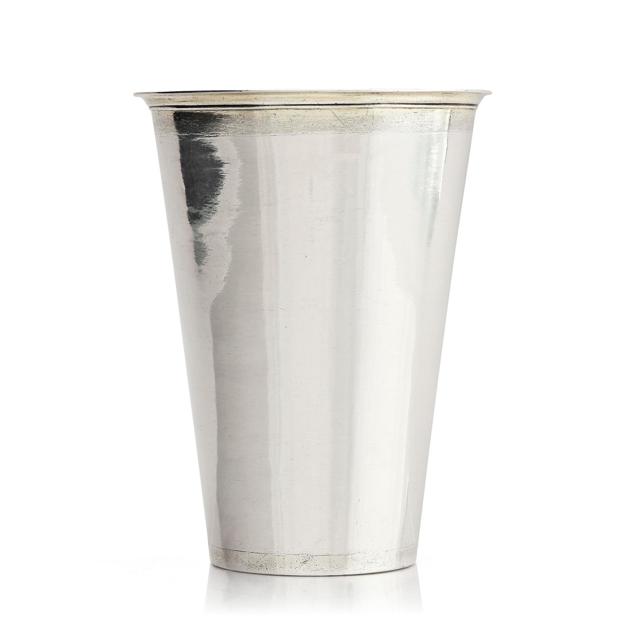 A Swedish late 17th century parcel-gilt silver beaker, mark of Johan Lund, Stockholm 1697.