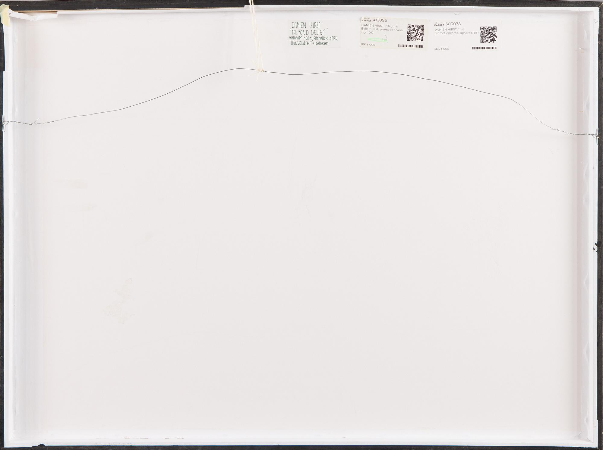 Damien Hirst, "Beyond Belief", 11 st promotionskort i en signerad mapp.