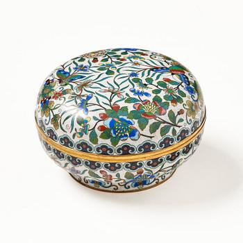 Ask med lock, cloisonné, Kina, 1900-tal.
