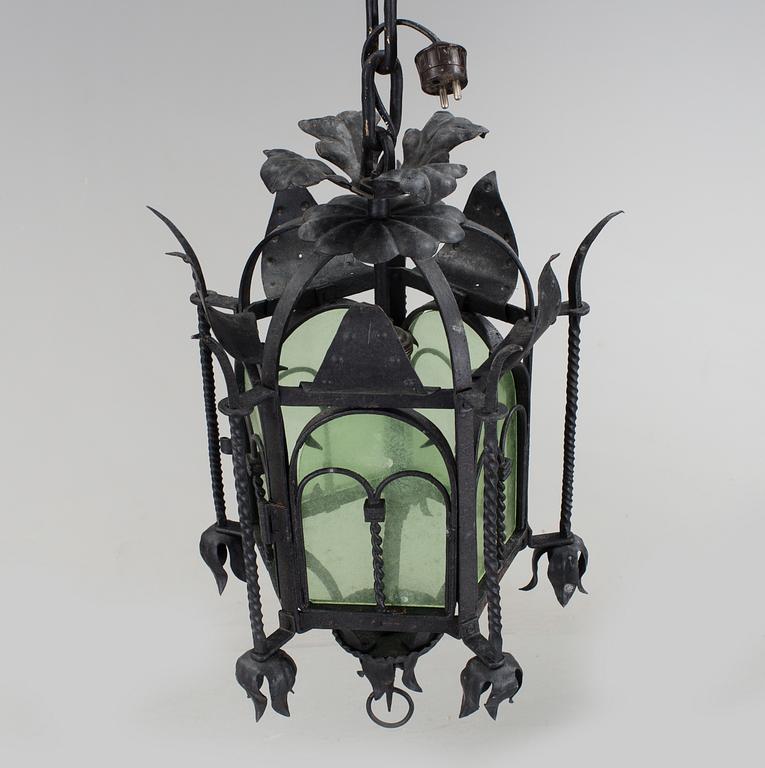A wrought iron ceiling light first half of the 20th century.