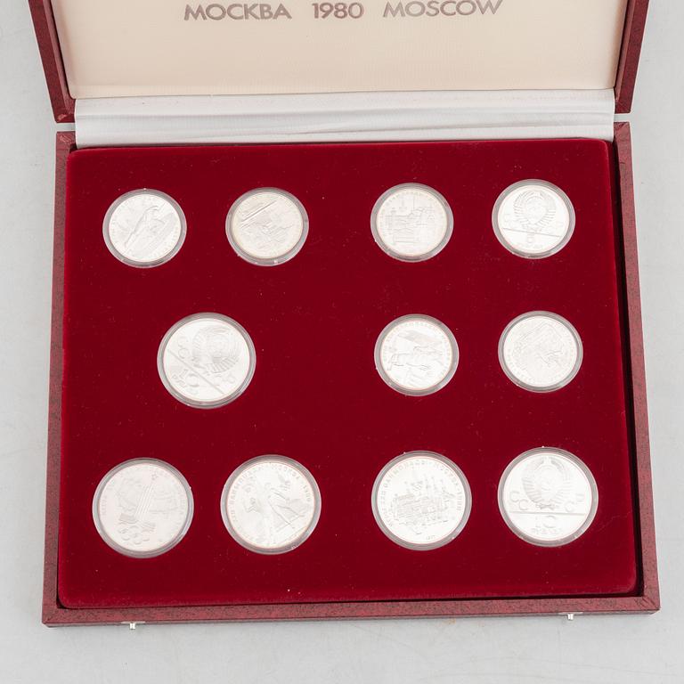 Commemorative medals, 28 pcs, Olympic Games in Moscow 1980, silver,.