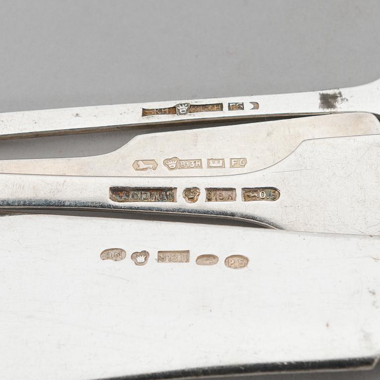 Bestickuppsättning, 47 dlr, silver, Musslan, Finland 1836-1935, mestadels V. Lindman, 1919.