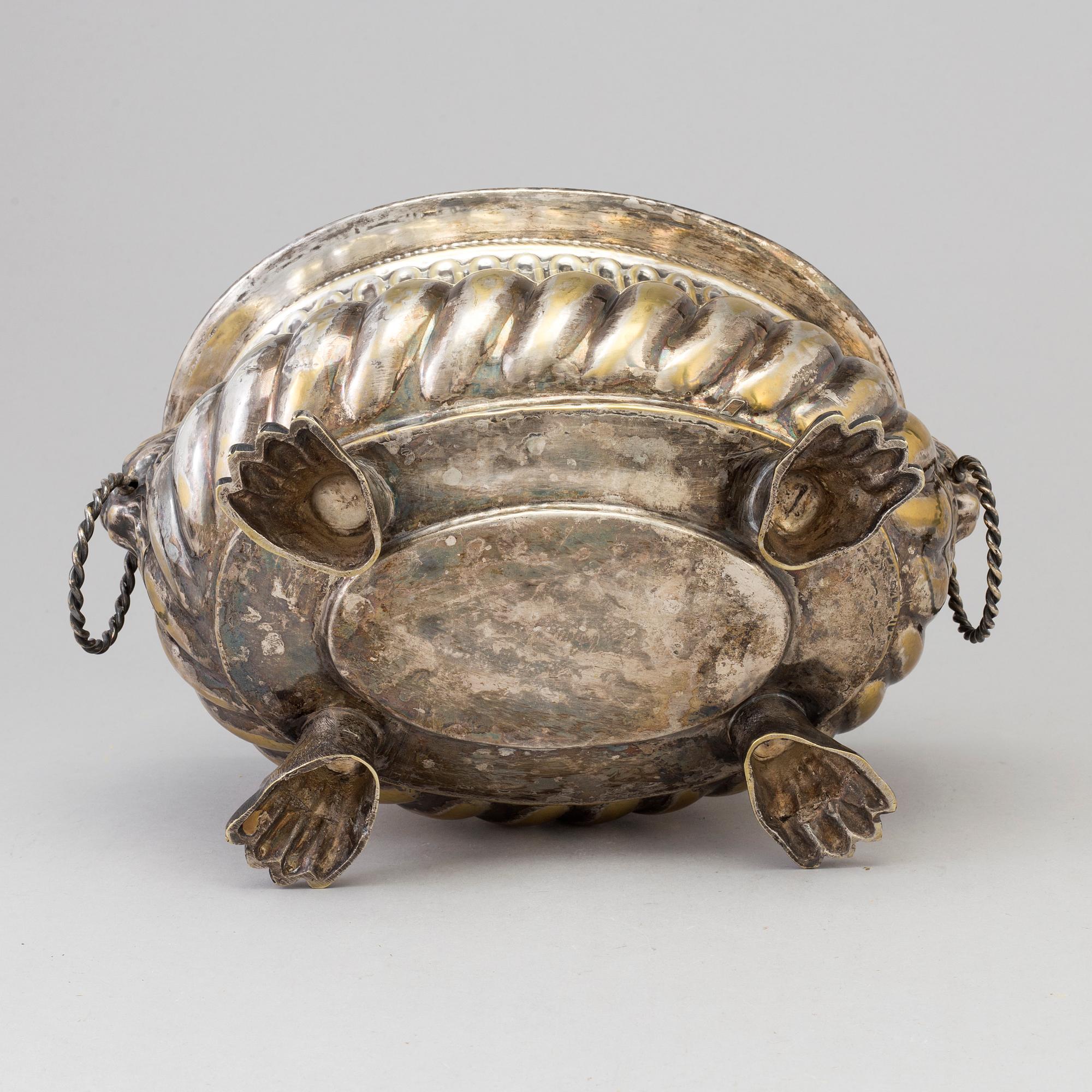 A 19th century brass flower pot.